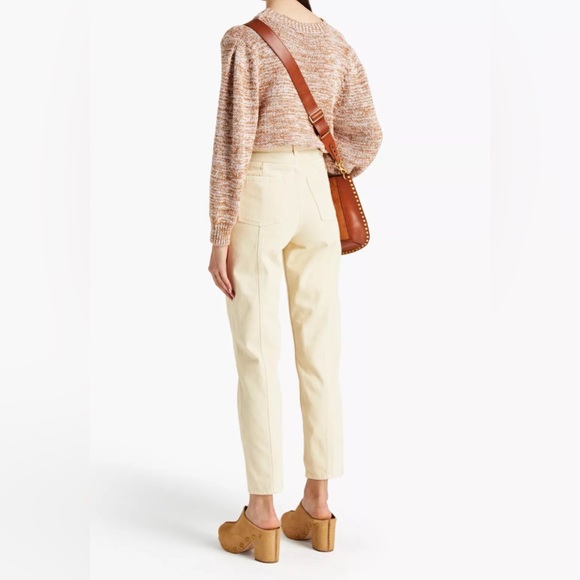 SANDRO Trousers Ivory High-Rise Cropped - Picture 2 of 6